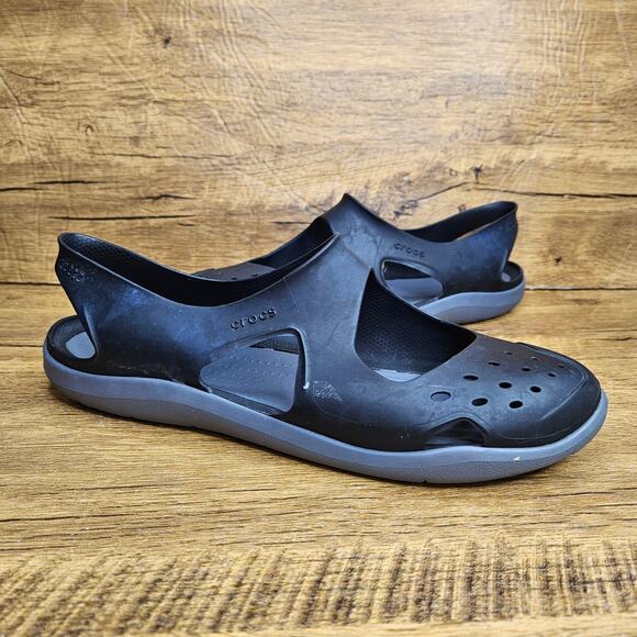 Crocs Swiftwater Wave Black grey Comfort Mary Jane Sandal shoe sz 11 - Picture 1 of 8